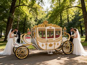 Chariot de mariage électrique OEM doré sculpté, style royal, en promotion - Product Image 3