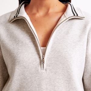 Sweat-shirts à manches longues et demi-zip, tenues de printemps, vêtements avec poche, pulls à quart de zip pour femmes, sweats à capuche courts - Product Image 3