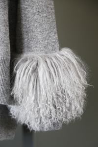 Maglione Invernale a Collo Alto per Donna, Pullover in Lana con Maniche in <span class=keywords><strong>Pelliccia</strong></span> d'Agnello Tibetano - Product Image 3