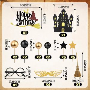 26PCS Dekorasi Ulang Tahun Tema Harry Potter Kartun Anak Laki-laki, Tanda Selamat Ulang Tahun Kertas, Set Topper Kue Bola <span class=keywords><strong>Mini</strong></span>, Perlengkapan Pesta Penyihir - Product Image 2
