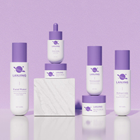 Ensemble de flacons cylindriques vides personnalisés pour soins de la peau, emballage de luxe en verre pour lotion, toner, sérum, huile, avec pompe