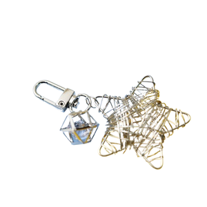 Shulei <span class=keywords><strong>2020</strong></span> alambre enrollado a mano luna con incrustaciones de diamantes estrella de cinco puntas llavero colgante funda protectora - Product Image 3