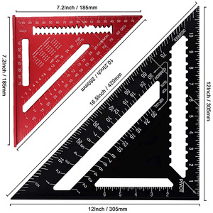DEWEN Rapporteur d'angle en alliage d'aluminium, équerre métrique, règle triangulaire de mesure 7/12 pouces pour le travail du bois, l'industrie et le bricolage (OEM) - Product Image 2