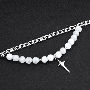 Hot Selling Niche Design Double Layered <b>Opal</b> Chain Cross <b>Bracelet</b> Titanium Steel Fashion Unisex's <b>Bracelets</b> Wholesale Jewelry - Product Image 4