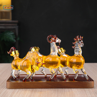 Carafe à whisky en verre d'art avec dessin animé d'animaux du zodiaque chinois, bouteille personnalisée en verre en forme de dragon/animaux, bouteille à liqueur/vin