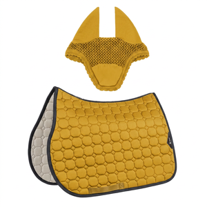 Almohadilla de Silla de Montar Morada para Doma con Juego de Orejeras a Juego, Acolchado Hexagonal, Forro de Malla de Poliéster, Equipo de Entrenamiento Ecuestre - Product Image 4