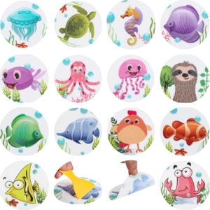Pegatinas de baño de PEVA de animales oceánicos antideslizantes personalizadas, calcomanías antideslizantes, empuñaduras de seguridad, bañera para niños pequeños, baño de ducha para niños - Product Image 5