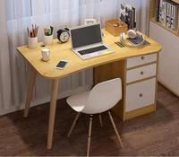 Bureau d'écriture contemporain avec panneau en bois durable blanc chaud, design panneau de bois, avec tiroirs et étagère pour bureau d'étude