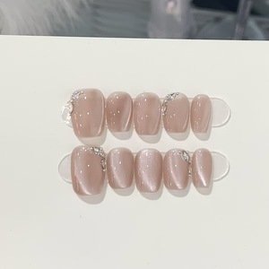 Color caramelo ojo <span class=keywords><strong>de</strong></span> gato estilo francés 10 Uds hermosas <span class=keywords><strong>Uñas</strong></span> <span class=keywords><strong>acrílicas</strong></span> hechas a mano venta al por mayor <span class=keywords><strong>uñas</strong></span> postizas diseñador prensa en las <span class=keywords><strong>uñas</strong></span> - Product Image 4