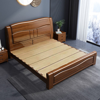 Lit très grand moderne minimaliste en bois massif de style chinois, noyer Meubles de chambre à coucher au design traditionnel Lit double