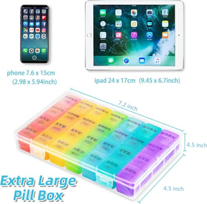 กล่องยาเม็ดสีรุ้งลดราคาพิเศษ กล่องพลาสติกใส่ยาประจำสัปดาห์ 28 ช่อง กล่องยาประจำวัน - Product Image 3