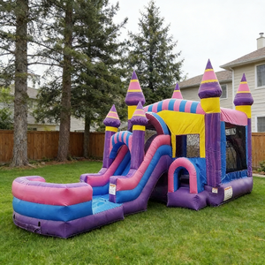 <span class=keywords><strong>Castillo</strong></span> Inflable Combinado, <span class=keywords><strong>Castillo</strong></span> Hinchable de PVC Resistente con Tobogán y Red de Seguridad para Fiestas Infantiles, Juegos en el Patio Trasero, Alquiler Comercial - Product Image 2