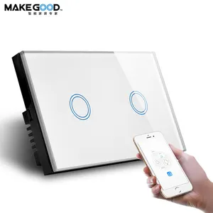 2 Gang Panel Kaca Kristal 110V ~ 240V Alexa Tuya Smart Wifi Switch Lampu Aplikasi Switch