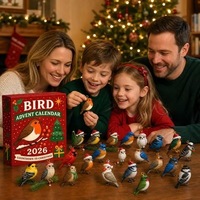Calendrier des Arrivées des Oiseaux 2026 : Coffret Cadeau de Compte à Rebours de Noël avec 24 Petites Ornements d'Oiseaux
