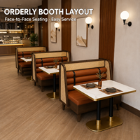 Banquette en velours moderne avec structure en bois pour restaurant, ensemble de banquettes pour café et hôtel