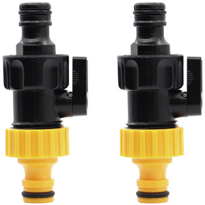 Connecteur de Tuyau Bidirectionnel en Plastique avec Vanne, Raccord Rapide pour Tuyau d'Eau 16 bars, Réparation de Conduites, Utilisation en Jardin - Product Image 1