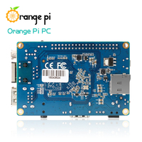 Orange Pi PC Kit de placa de desarrollo 1GB H3 Quad-Core 32GB Tarjeta SD Caja de acrílico Disipadores de calor Ventilador de refrigeración Enchufe de alimentación Tarjeta de cable de video