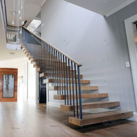 Escalier intérieur moderne et simple, pliable, en acier et bois, imperméable, anti-corrosion, haute résistance, durable et longue durée de vie