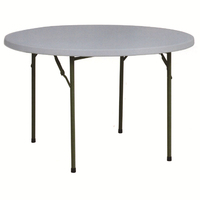 Table ronde à tréteau en métal blanc moderne, portable et réglable pour les repas, les pique-niques en plein air, les restaurants, les hôtels, les événements et les fêtes
