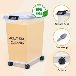 NOBLEZA 40L contenitore per alimenti per animali domestici coperchio ribaltabile e ruote comodo da riporre per i tuoi amici pelosi - Product Image 2