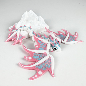 Figurina di drago stampata in 3D, 17 cm, rosa, blu, colorata, decorazione da scrivania, giocattolo da collezione - Product Image 2