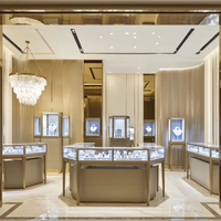 Vitrines de présentation de bijoux MEISHI, modernes, luxueuses, LED, écologiques, durables, incurvées, en verre, pour bijouterie, solides