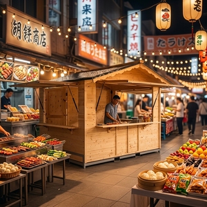 Stand de marché européen pliable en bois pour l'extérieur, design moderne et écologique, idéal pour les événements et les marchés - Product Image 1