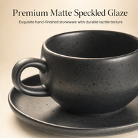 Service de table en grès noir mat moucheté EKA, assiettes rustiques en céramique faites à la main, bols profonds, tasses, vaisselle en gros