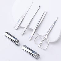 Kit de soin des ongles au design breveté le plus récent, portable, en acier inoxydable, 6 pièces, ensemble de manucure pour la maison, ensemble cadeau personnel