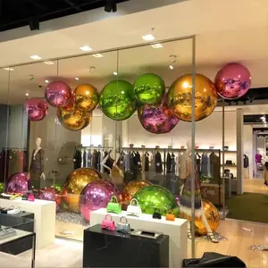 Golden Floating Sphere Mirror Balloon Giant Event Decoration PVC Disco Shinny Inflatable Mirror Ball