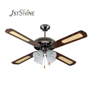 1stshine Ceiling Fan Ruang Belajar Langit-langit Dekoratif 52 Inci Tradisi Kipas Langit-langit Dengan Cahaya