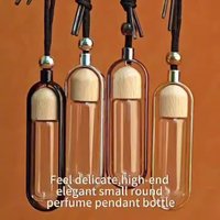 Botol Parfum Mini Cetak Sablon untuk Hadiah Promosi Bisnis, Kotak Botol Kosong 10ml, Botol Gantung untuk Mobil, Kaca dengan Penutup Karet