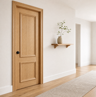 Porte intérieure en bois pour chambre à coucher, salon, avec cadre et bouton noir, panneau fini mélamine, pour maison, appartement, hôtel