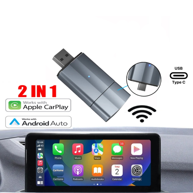 Customized Wireless Carplay Adapter Android Auto 2 in 1 Multimedia Car Streaming Box Carplay Adapter USB Carplay Dongle