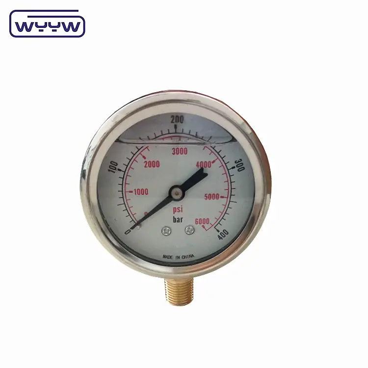 Medidor de pressão de óleo diesel enchido, medidor de pressão de óleo de aço inoxidável 304 concha 2.5 "à prova de choque