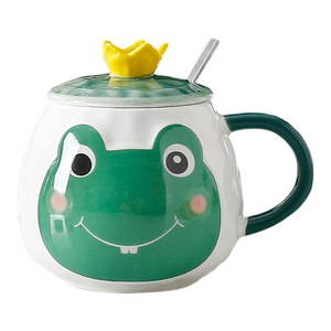 Taza de cerámica creativa de gran capacidad con bonito diseño femenino, alto nivel de apariencia, incluye tapa, cuchara, té, café, leche, uso doméstico - Product Image 5