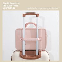 Maleta de Maquillaje Portátil de 14 Pulgadas, con Cierre, para PC, Pequeña, de Moda, Color Caramelo, Ligera, para Regalo