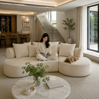 Canapé d'angle incurvé de style italien, luxe léger et minimaliste, ultra-doux, effet nuage, modulaire sans structure de support, pour salon de villa