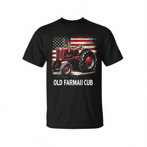 T-shirt agricole patriotique avec drapeau américain, Old Farmall Cub Tractor - Product Image 2