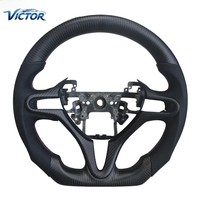 Volant en fibre de carbone personnalisé avec cuir perforé rouge pour Honda Civic Si 9e génération 2012 2013 2014 2015 - Amélioration