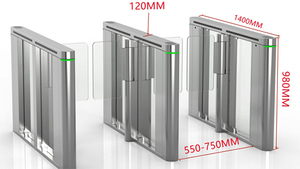 RFID 리더 및 QR 스캐너 액세스 제어 스윙 배리어 개찰구 게이트 삼각대 스틸 플랩 배리어 높은 보안 - Product Image 2
