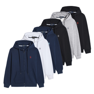 Nouveau design 2025 – Sweats à <span class=keywords><strong>capuche</strong></span> zippés en molleton couleur unie pour hommes – Style <span class=keywords><strong>Ralph</strong></span> <span class=keywords><strong>Lauren</strong></span> – Mode streetwear thermique pour hommes - Product Image 3