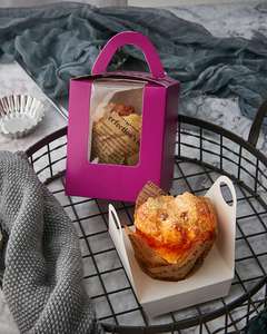 โลโก้ที่กำหนดเองสูง<span class=keywords><strong>2</strong></span> <span class=keywords><strong>2</strong></span>.5นิ้วพลาสติกใสคัพเค้กกล่องคัพเค้กสีม่วงกล่องที่มีหน้าต่างใส่และจัดการ - Product Image 6