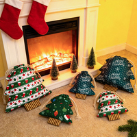 Sacs à cordon en forme d'arbre en gros, imprimé Joyeux Noël, petits sacs d'emballage pour bonbons, décorations de fête de Noël