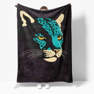 Manta de franela con estampado de doble cara de Pantera Negra de 130*150cm, vida silvestre, para decoración del hogar, no se desvanecerá después de múltiples lavados - Product Image 1