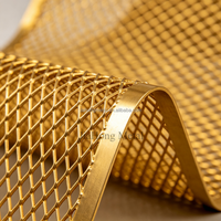 Grille métallique décorative en laiton H65 H80, maille déployée diamantée 16x8x1.5mm pour façade, cloison et décoration
