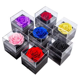 ورود محفوظة إلى الأبد حقيقية مصنوعة يدويًا ورود طبيعية أبدية محفوظة صندوق مجوهرات زهور هدايا عيد الميلاد سعر المصنع - Product Image 1