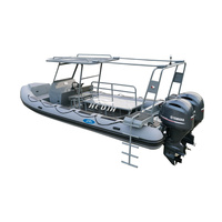 Bateau pneumatique de luxe CE Patrol 760 de 25 pieds, catamaran à double pont avec plancher en aluminium, bateau de pêche gonflable, yacht de luxe en Hypalon