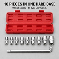 Juego de 10 Llaves de Tubo Métricas de 8-24 mm, Juego de Llaves de Tubo de Acero al Cromo Vanadio, Kit de Reparación de Automóviles y Motocicletas con Estuche Rígido