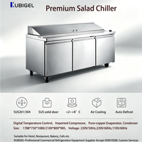 Réfrigérateur de Comptoir Professionnel 3 Portes à Température Unique 510L avec Refroidissement par Ventilation pour Salade Bar et Préparation de Pizzas